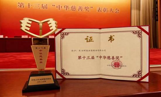 1.“中华慈善奖”获奖证书